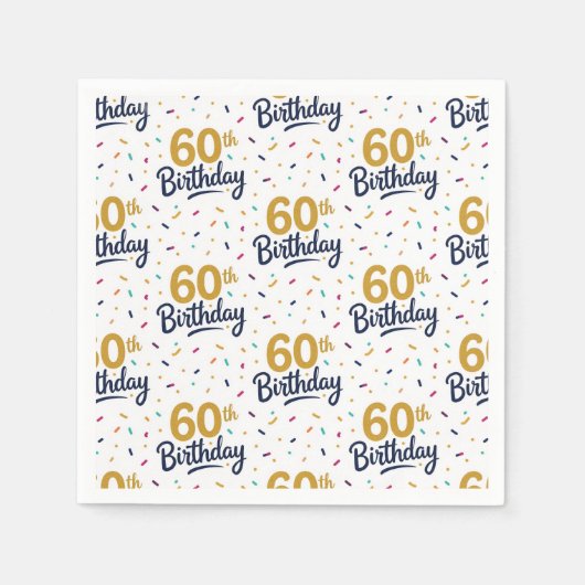 60. Geburtstag Papiertücher, Sechzigster Geburtsta Serviette (Vorderseite)