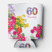 60. Geburtstag Party Blume Bouquet kann kühler Dosenkühler (Vorderseite)