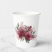 60. Geburtstag Personalisiert Burgund Gold Floral Pappbecher (Rückseite)