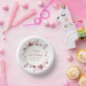 60. Geburtstag Personalisiert Burgund Pink Pink Fl Pappteller (Party)