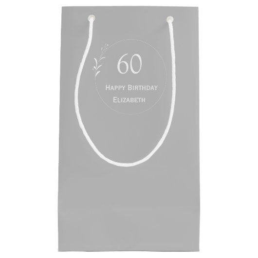 60. Geburtstag Personalisiert Grau Kleine Geschenktüte (Vorderseite)