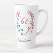 60. Geburtstag Personalisiert Pink Floral Feminine Milchtasse (Rechts)