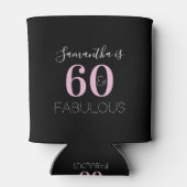 60. Geburtstag Personalisiert Schwarzes Rosa Dosenkühler (Rückseite)