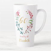 60. Geburtstag Personalisierte Girly Floral Femini Milchtasse (Rechts)