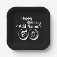 60. Geburtstag Personalisierte schwarze Papierplat