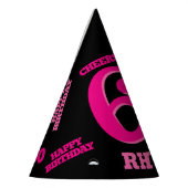 60. Geburtstag personalisiertes Foto rosa schwarz Partyhütchen (Links)
