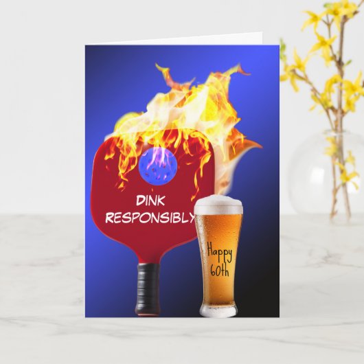 60. Geburtstag Pickleball Paddel Karte (Gelbe Blume)