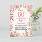 60. Geburtstag Pink Boho Botanische Blume Einladung (Stehend Vorderseite)