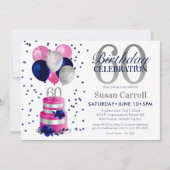 60. Geburtstag Pink Cake Einladung (Vorderseite)