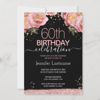 60. Geburtstag Pink Floral Einladung