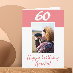 60. Geburtstag Pink Foto Happy Birthday Card Karte