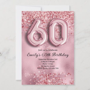 60. Geburtstag Pink Glitter Einladung