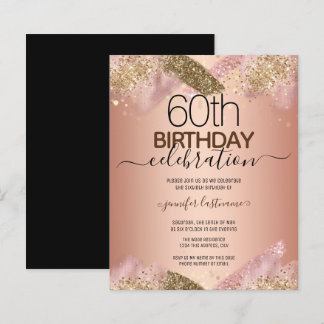 60. Geburtstag Pink Glitzer Party Einladung