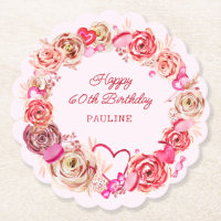 60. Geburtstag Pink Roses Wirbles Herz