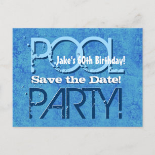 60. Geburtstag Pool Party Save the Date V060 Ankündigungspostkarte