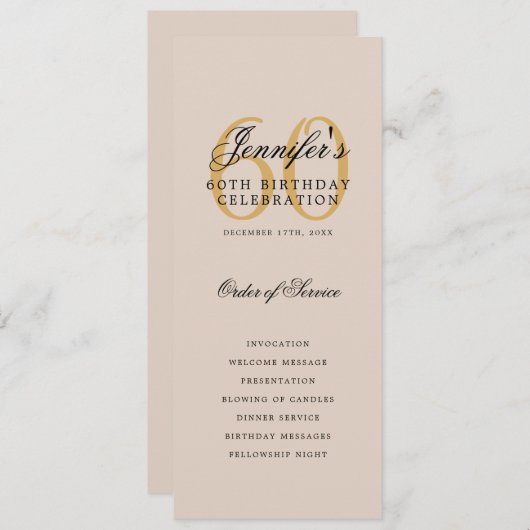 60. Geburtstag Programm Gold Danke Champagne (Vorne/Hinten)