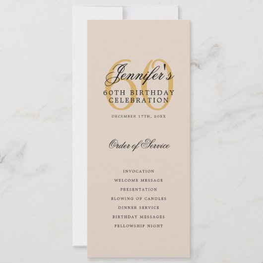 60. Geburtstag Programm Gold Danke Champagne (Vorderseite)