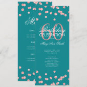 60 Geburtstag Programm Rose Gold Glitzer Menü Aqua (Vorne/Hinten)