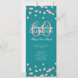 60 Geburtstag Programm Rose Gold Glitzer Menü Aqua