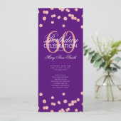60 Geburtstag Programm Rose Gold Glitzer Menü Lila (Stehend Vorderseite)