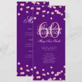 60 Geburtstag Programm Rose Gold Glitzer Menü Lila (Vorne/Hinten)