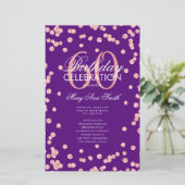 60 Geburtstag Programm Rose Gold Glitzer Menü Lila (Stehend Vorderseite)