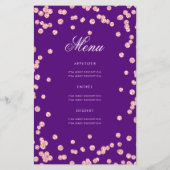 60 Geburtstag Programm Rose Gold Glitzer Menü Lila (Rückseite)