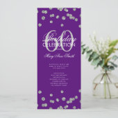 60. Geburtstag Programm Silver Glitzer Menü Lila (Stehend Vorderseite)