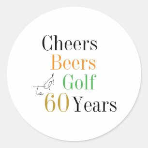 60. Geburtstag Prost und Bier Golf Minimal Runder Aufkleber