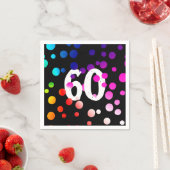 60. Geburtstag Rainbow Dots auf Black Serviette (Beispiel)