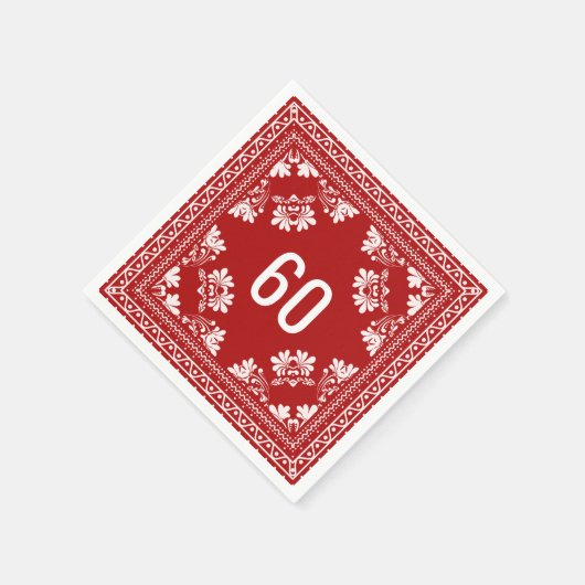 60. Geburtstag Red Bandana Serviette (Ecke)