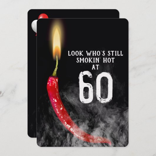60. Geburtstag Red Hot Pepper Candle Einladung (Vorne/Hinten)