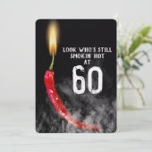 60. Geburtstag Red Hot Pepper Candle Einladung (Stehend Vorderseite)