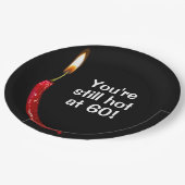 60. Geburtstag Red Hot Pepper Pappteller (Schrägansicht)