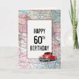 60. Geburtstag Red Retro Truck auf Karte