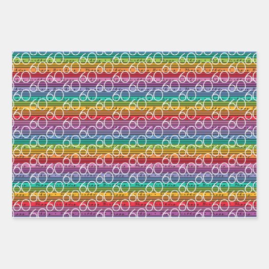 60. Geburtstag Regenbogenstreifen Geschenkpapier Set (Vorderseite 3)