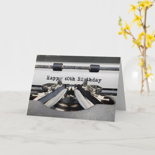 60. Geburtstag Retro Schreibmaschine Karte (Gelbe Blume)