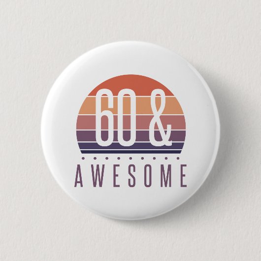 60. Geburtstag Retro Sunset Button (Vorderseite)