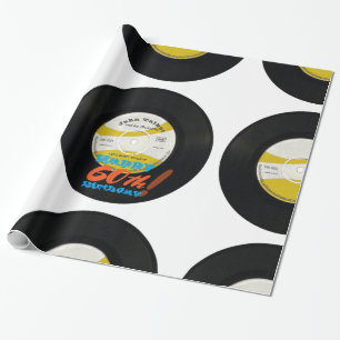 60. Geburtstag Retro Vinyl Record 45 U/min Name WP Geschenkpapier