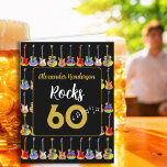 60. Geburtstag Rock und Roll Gitarre hinzufügen Na Karte<br><div class="desc">Fügen Sie der modernen Goldtypografie-Vorlage "Alexander Rocks 60" einen Namen hinzu und kreieren Sie die perfekte personalisierte Rock and Roll 60. Geburtstags coole Gitarren-Grußkarte aus Schwarz und Gold. Dieses funky psychedelische Gitarrenmuster beinhaltet elektrische Gitarren mit Feuer-Flammenmuster und rotem Pick-Guard, mehrfarbige semi-akustische Gitarren und psychedelische klassische akustische Gitarrenkunst. Farbenreiche Instrumentenabbildungen zum...</div>
