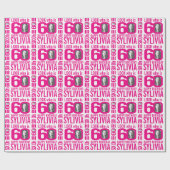 60. Geburtstag rosa Aussehen 60 benutzerdefinierte Geschenkpapier (Flach)