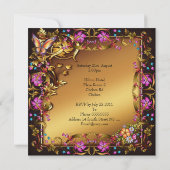 60. Geburtstag Rosa Bläserschmetterling Gold Black Einladung (Rückseite)