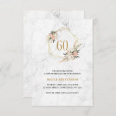 60. Geburtstag Rosa Bläserweiße Marmorplatte Chic Einladung (Vorne/Hinten)