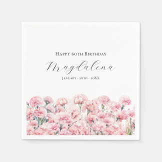60. Geburtstag Rosa Nelke Januar Geburtsblume Serviette