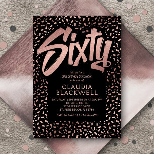 60. Geburtstag Rose Gold Confetti Einladung