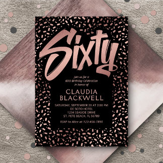 60. Geburtstag Rose Gold Confetti Einladung