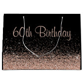 60. Geburtstag Rose Gold Glitzer Große Geschenktüte (Vorderseite)