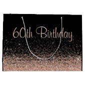 60. Geburtstag Rose Gold Glitzer Große Geschenktüte (Rückseite)
