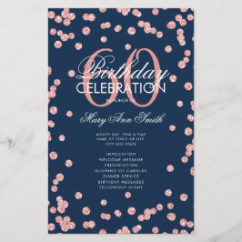 60. Geburtstag Rose Gold Glitzer Menü Navy