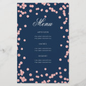 60. Geburtstag Rose Gold Glitzer Menü Navy (Hinten)